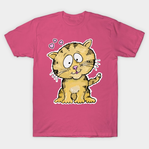 Cute lovable cartoon kitty cat T-Shirt by Tezatoons